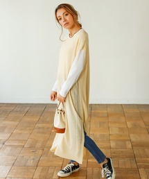 Auntie Rosa Holiday | 【Holiday】サイド透かし編みニットベストワンピース(ワンピース)