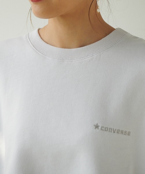 CONVERSE（コンバース）の「【別注カラー:イエロー】【CONVERSE】裏毛ロゴ刺繍プルオーバー（スウェット・レディース・オフホワイト/サックスブルー/イエロー・38）」の6枚目の写真