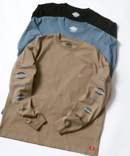 Dickies(ディッキーズ)の「【Dickies】 ディッキーズ オーバーサイズ 袖プリント ロングスリーブTシャツ/ロンT/別注 コラボ(Tシャツ/カットソー・メンズ・ホワイト/ブラック/ダークグリーン/ベージュ/サックスブルー/グリーン・M/L/XL)」の4枚目の写真