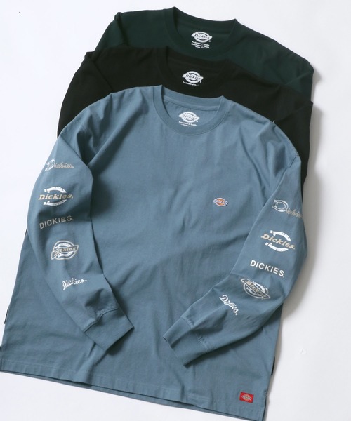 Dickies(ディッキーズ)の「【Dickies】 ディッキーズ オーバーサイズ 袖プリント ロングスリーブTシャツ/ロンT/別注 コラボ(Tシャツ/カットソー・メンズ・ホワイト/ブラック/ダークグリーン/ベージュ/サックスブルー/グリーン・M/L/XL)」の6枚目の写真