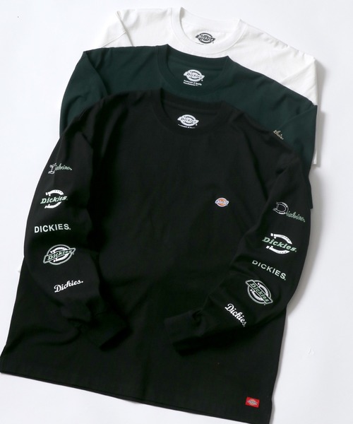 Dickies(ディッキーズ)の「【Dickies】 ディッキーズ オーバーサイズ 袖プリント ロングスリーブTシャツ/ロンT/別注 コラボ(Tシャツ/カットソー・メンズ・ホワイト/ブラック/ダークグリーン/ベージュ/サックスブルー/グリーン・M/L/XL)」の3枚目の写真