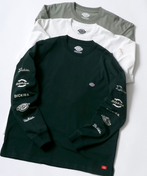 Dickies(ディッキーズ)の「【Dickies】 ディッキーズ オーバーサイズ 袖プリント ロングスリーブTシャツ/ロンT/別注 コラボ(Tシャツ/カットソー・メンズ・ホワイト/ブラック/ダークグリーン/ベージュ/サックスブルー/グリーン・M/L/XL)」の5枚目の写真