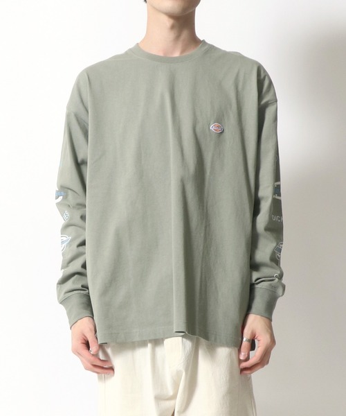 Dickies(ディッキーズ)の「【Dickies】 ディッキーズ オーバーサイズ 袖プリント ロングスリーブTシャツ/ロンT/別注 コラボ(Tシャツ/カットソー・メンズ・ホワイト/ブラック/ダークグリーン/ベージュ/サックスブルー/グリーン・M/L/XL)」の7枚目の写真