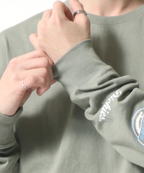Dickies(ディッキーズ)の「【Dickies】 ディッキーズ オーバーサイズ 袖プリント ロングスリーブTシャツ/ロンT/別注 コラボ(Tシャツ/カットソー・メンズ・ホワイト/ブラック/ダークグリーン/ベージュ/サックスブルー/グリーン・M/L/XL)」の10枚目の写真