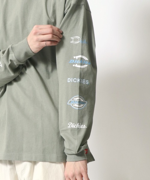 Dickies(ディッキーズ)の「【Dickies】 ディッキーズ オーバーサイズ 袖プリント ロングスリーブTシャツ/ロンT/別注 コラボ(Tシャツ/カットソー・メンズ・ホワイト/ブラック/ダークグリーン/ベージュ/サックスブルー/グリーン・M/L/XL)」の11枚目の写真