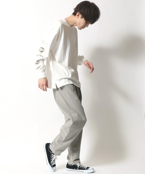 Dickies(ディッキーズ)の「【Dickies】 ディッキーズ オーバーサイズ 袖プリント ロングスリーブTシャツ/ロンT/別注 コラボ(Tシャツ/カットソー・メンズ・ホワイト/ブラック/ダークグリーン/ベージュ/サックスブルー/グリーン・M/L/XL)」の15枚目の写真