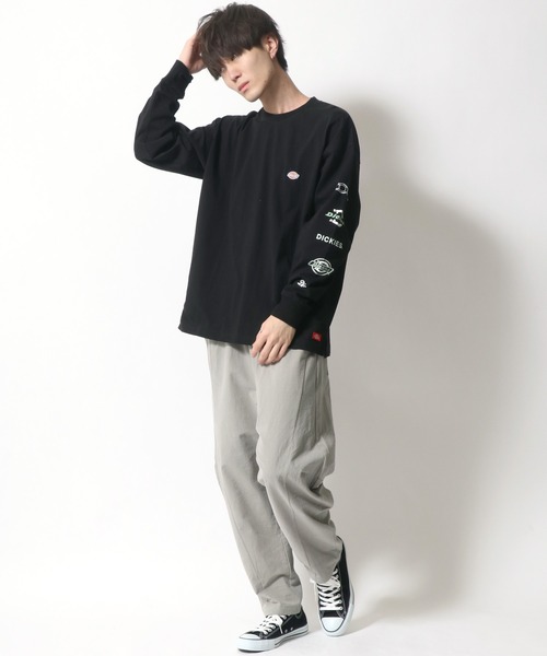 Dickies(ディッキーズ)の「【Dickies】 ディッキーズ オーバーサイズ 袖プリント ロングスリーブTシャツ/ロンT/別注 コラボ(Tシャツ/カットソー・メンズ・ホワイト/ブラック/ダークグリーン/ベージュ/サックスブルー/グリーン・M/L/XL)」の18枚目の写真