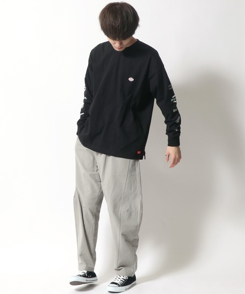 Dickies(ディッキーズ)の「【Dickies】 ディッキーズ オーバーサイズ 袖プリント ロングスリーブTシャツ/ロンT/別注 コラボ(Tシャツ/カットソー・メンズ・ホワイト/ブラック/ダークグリーン/ベージュ/サックスブルー/グリーン・M/L/XL)」の19枚目の写真