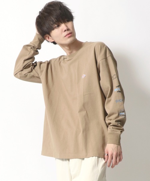 Dickies(ディッキーズ)の「【Dickies】 ディッキーズ オーバーサイズ 袖プリント ロングスリーブTシャツ/ロンT/別注 コラボ(Tシャツ/カットソー・メンズ・ホワイト/ブラック/ダークグリーン/ベージュ/サックスブルー/グリーン・M/L/XL)」の20枚目の写真