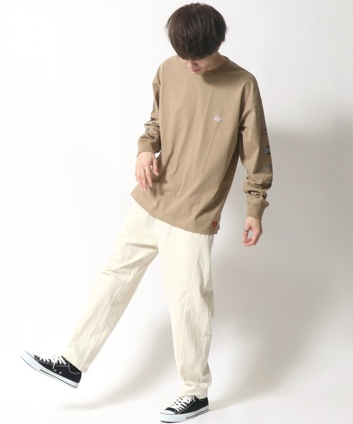 Dickies(ディッキーズ)の「【Dickies】 ディッキーズ オーバーサイズ 袖プリント ロングスリーブTシャツ/ロンT/別注 コラボ(Tシャツ/カットソー・メンズ・ホワイト/ブラック/ダークグリーン/ベージュ/サックスブルー/グリーン・M/L/XL)」の22枚目の写真