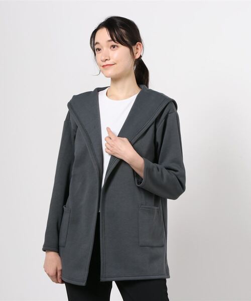 NAVY(ネイビー)の「ポンチフードトッパーカーデ(カーディガン/ボレロ・レディース・ブラック/グレー/カーキ・フリー)」の9枚目の写真