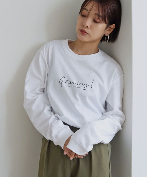 HER CLOSET(ハークローゼット)の「【HERCLOSET】アソート片面プリントロゴロンT(Tシャツ/カットソー・レディース・ホワイト系その他/ブラック系その他/ホワイト系その他2/ブラック系その他2/ブラック/ホワイト・S/M/L)」の3枚目の写真