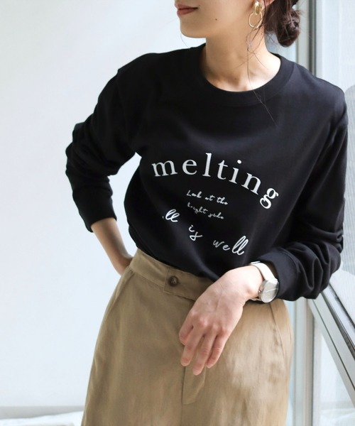 HER CLOSET(ハークローゼット)の「【HERCLOSET】アソート片面プリントロゴロンT(Tシャツ/カットソー・レディース・ホワイト系その他/ブラック系その他/ホワイト系その他2/ブラック系その他2/ブラック/ホワイト・S/M/L)」の6枚目の写真