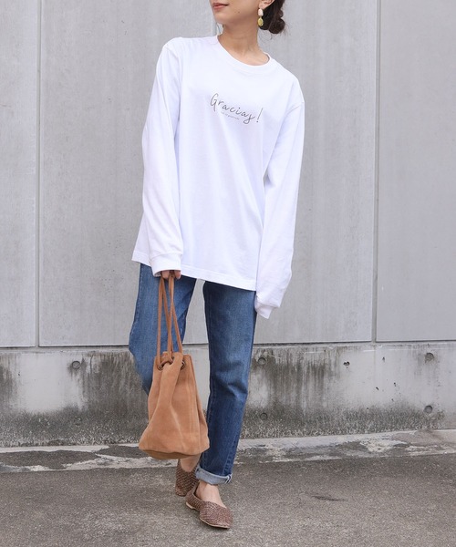 HER CLOSET(ハークローゼット)の「【HERCLOSET】アソート片面プリントロゴロンT(Tシャツ/カットソー・レディース・ホワイト系その他/ブラック系その他/ホワイト系その他2/ブラック系その他2/ブラック/ホワイト・S/M/L)」の11枚目の写真