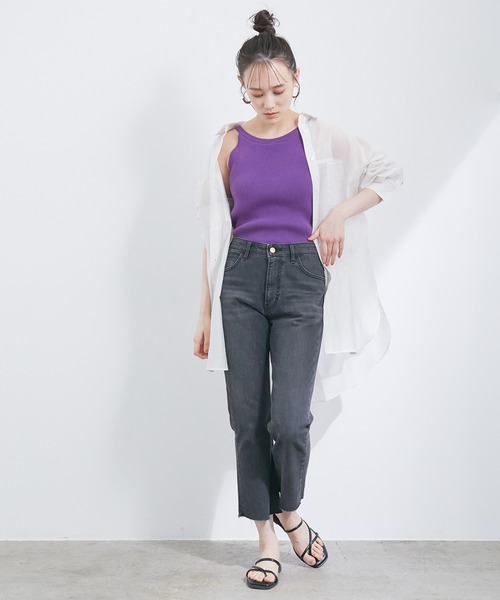 VIS（ビス）の「【アルガンオイル加工】カップ取外しアメスリインナー（キャミソール・レディース・ブラック/パープル/ベージュ・FREE）」の15枚目の写真