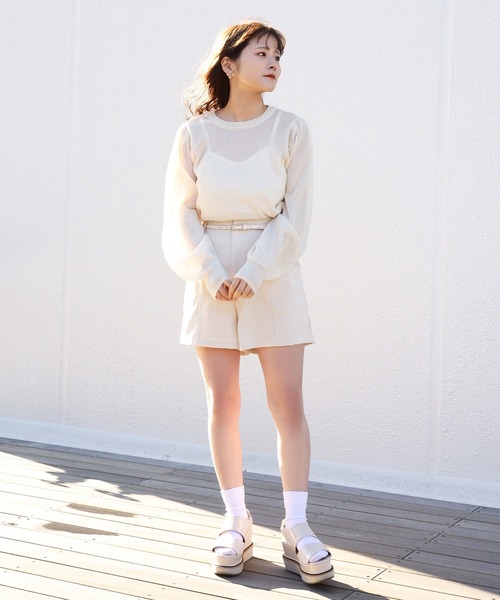 one after another NICE CLAUP(ワンアフターアナザーナイスクラップ)の「ベルト付ショートパンツ(その他パンツ・レディース・ブラック/チェック/ベージュ/アイボリー・FREE)」の9枚目の写真