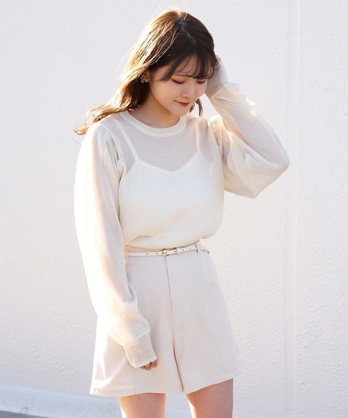 one after another NICE CLAUP(ワンアフターアナザーナイスクラップ)の「ベルト付ショートパンツ(その他パンツ・レディース・ブラック/チェック/ベージュ/アイボリー・FREE)」の10枚目の写真