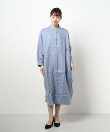 Samansa Mos2 | リネンバンドカラー前開きワンピース(ワンピース)