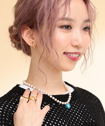 Ray BEAMS | Ray BEAMS / パール x ハート ガラス ネックレス(ネックレス)