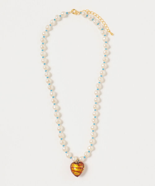 Ray BEAMS(レイビームス)の「Ray BEAMS / パール x ハート ガラス ネックレス(ネックレス・レディース・ブラウン/レッド/ブルー/ブルー系その他3/ダークブラウン/グリーン系その他2・ONE SIZE)」の20枚目の写真