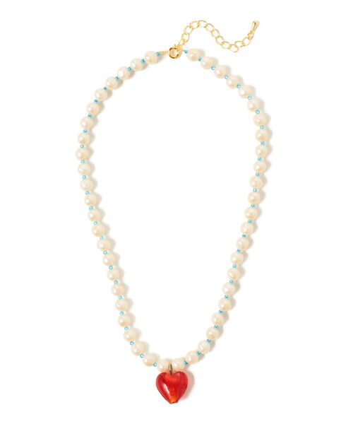 Ray BEAMS(レイビームス)の「Ray BEAMS / パール x ハート ガラス ネックレス(ネックレス・レディース・ブラウン/レッド/ブルー/ブルー系その他3/ダークブラウン/グリーン系その他2・ONE SIZE)」の16枚目の写真