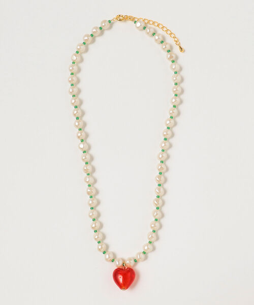 Ray BEAMS(レイビームス)の「Ray BEAMS / パール x ハート ガラス ネックレス(ネックレス・レディース・ブラウン/レッド/ブルー/ブルー系その他3/ダークブラウン/グリーン系その他2・ONE SIZE)」の14枚目の写真