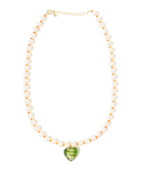 Ray BEAMS(レイビームス)の「Ray BEAMS / パール x ハート ガラス ネックレス(ネックレス・レディース・ブラウン/レッド/ブルー/ブルー系その他3/ダークブラウン/グリーン系その他2・ONE SIZE)」の9枚目の写真