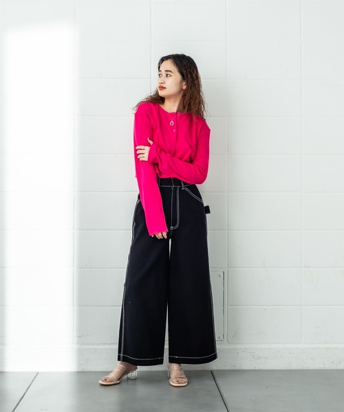 mystic(ミスティック)の「リブチビカーディガン(カーディガン/ボレロ・レディース・ブラック/ベージュ/オフホワイト/ピンク/ブルー/オレンジ・FREE)」の13枚目の写真