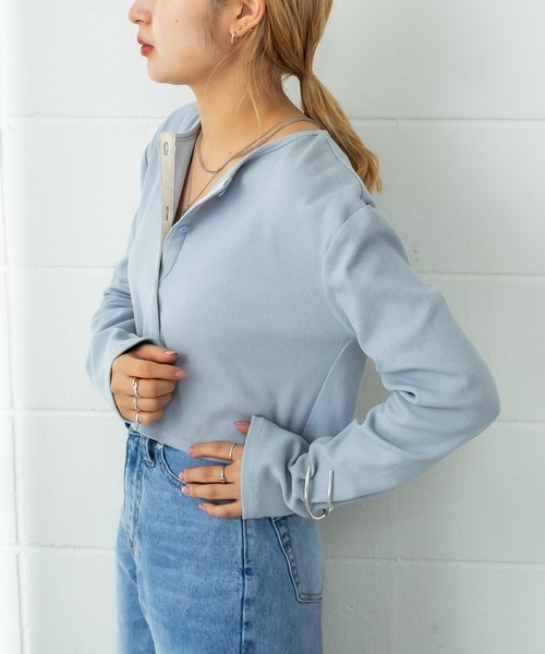 mystic(ミスティック)の「リブチビカーディガン(カーディガン/ボレロ・レディース・ブラック/ベージュ/オフホワイト/ピンク/ブルー/オレンジ・FREE)」の16枚目の写真