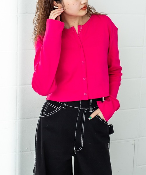 mystic(ミスティック)の「リブチビカーディガン(カーディガン/ボレロ・レディース・ブラック/ベージュ/オフホワイト/ピンク/ブルー/オレンジ・FREE)」の11枚目の写真