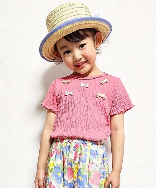 KP（ケーピー）の「シャーリング天竺半袖Tシャツ(100-130cm)（Tシャツ/カットソー・キッズ・サックスブルー/ピンク・110cm/120cm/130cm/100cm）」の2枚目の写真