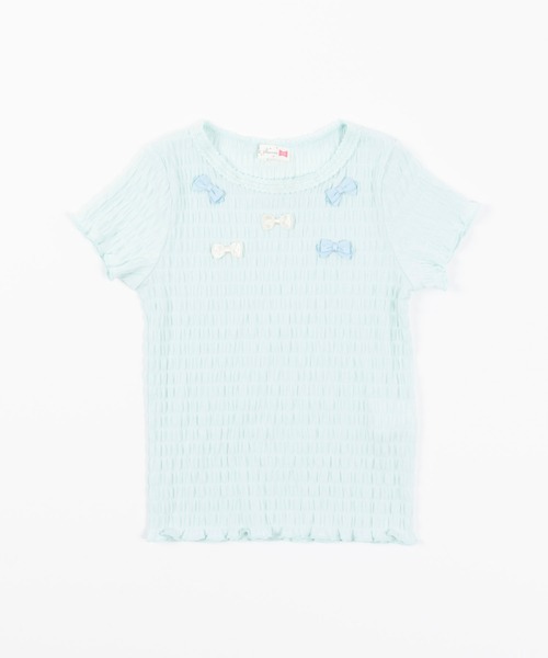 KP（ケーピー）の「シャーリング天竺半袖Tシャツ(100-130cm)（Tシャツ/カットソー・キッズ・サックスブルー/ピンク・110cm/120cm/130cm/100cm）」の3枚目の写真