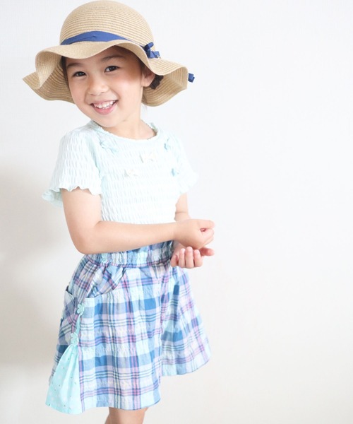 KP（ケーピー）の「シャーリング天竺半袖Tシャツ(100-130cm)（Tシャツ/カットソー・キッズ・サックスブルー/ピンク・110cm/120cm/130cm/100cm）」の5枚目の写真