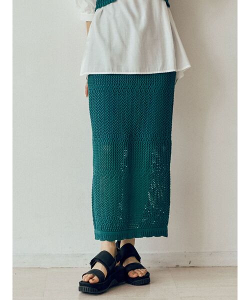 MURUA(ムルーア)の「クロシェペンシルスカート(スカート・レディース・アイボリー/ブラック/グリーン・FREE)」の1枚目の写真