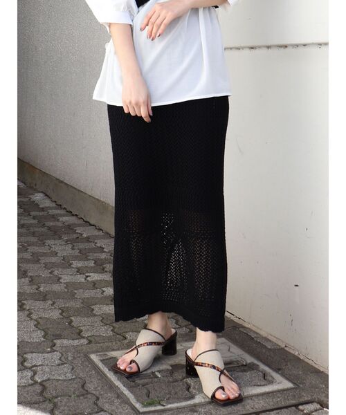 MURUA(ムルーア)の「クロシェペンシルスカート(スカート・レディース・アイボリー/ブラック/グリーン・FREE)」の3枚目の写真