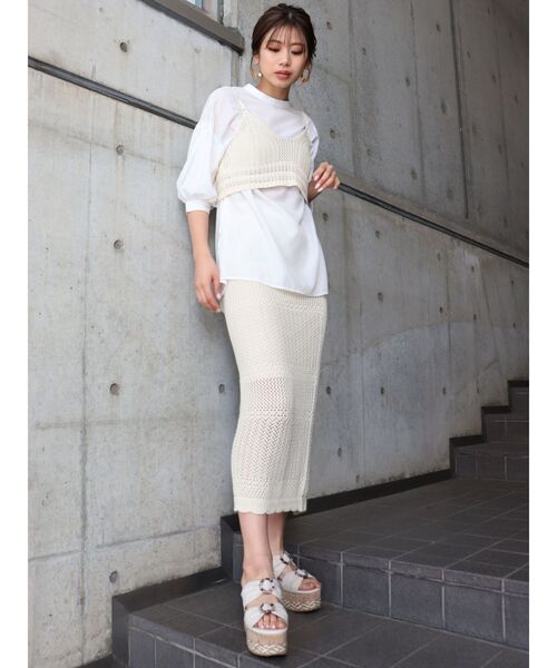 MURUA(ムルーア)の「クロシェペンシルスカート(スカート・レディース・アイボリー/ブラック/グリーン・FREE)」の7枚目の写真