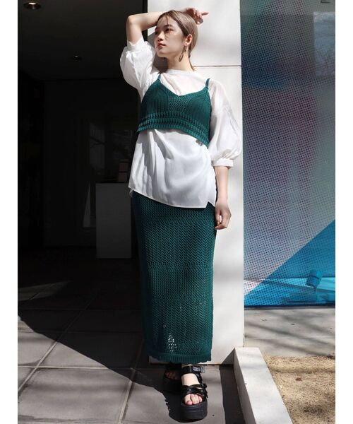 MURUA(ムルーア)の「クロシェペンシルスカート(スカート・レディース・アイボリー/ブラック/グリーン・FREE)」の5枚目の写真