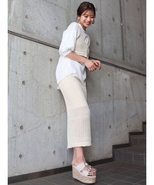 MURUA(ムルーア)の「クロシェペンシルスカート(スカート・レディース・アイボリー/ブラック/グリーン・FREE)」の10枚目の写真