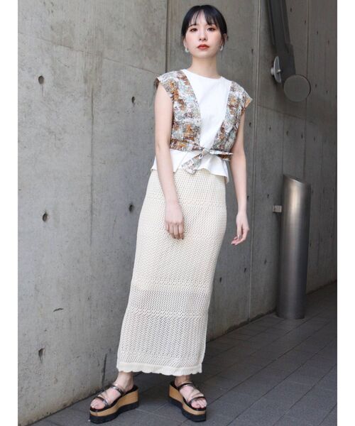 MURUA(ムルーア)の「クロシェペンシルスカート(スカート・レディース・アイボリー/ブラック/グリーン・FREE)」の18枚目の写真