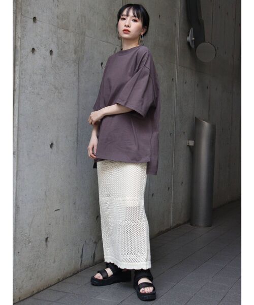 MURUA(ムルーア)の「クロシェペンシルスカート(スカート・レディース・アイボリー/ブラック/グリーン・FREE)」の8枚目の写真