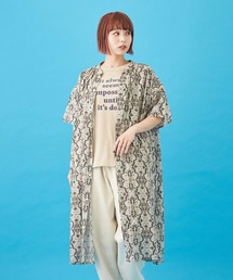 CUBE SUGAR | ボイル 総柄プリント ギャザーワンピース(シャツワンピース)