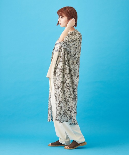 CUBE SUGAR（キューブシュガー）の「ボイル 総柄プリント ギャザーワンピース（シャツワンピース・レディース・ネイビー/ベージュ/サックスブルー/グレー・M）」の17枚目の写真