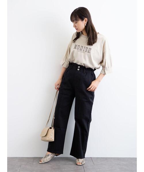 Sugar spoon（シュガースプーン）の「・SUGAR SPOON カラーバギーパンツ＊（その他パンツ・レディース・ブラック/ライトカーキ/ピンクベージュ/ライトベージュ・FREE）」の18枚目の写真