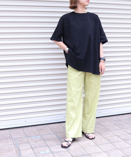 HER CLOSET(ハークローゼット)の「【HERCLOSET】7オンスヘビーウェイトコットン100%切替デザインTシャツ(Tシャツ/カットソー・レディース・ブラック/チャコールグレー/ベージュ/ブルー/パープル/ホワイト・M)」の17枚目の写真