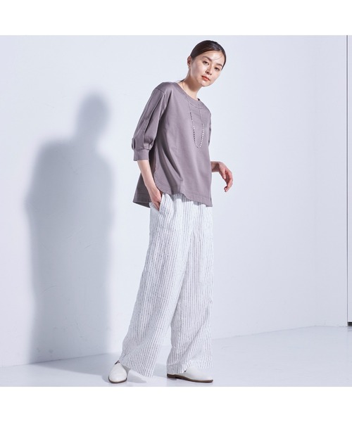 Pao de lo（パオデロ）の「【VOYAGE】コンパクトスーピマポンチカットソー（Tシャツ/カットソー・レディース・キャメル/ブラック/グリーン・9号）」の10枚目の写真