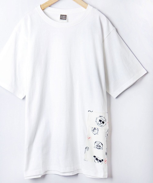 ROOT THREE(ルートスリー)の「ROOT THREE ワイドシルエット クルーネック サイドポケット付き 半袖 Tシャツ(Tシャツ/カットソー・メンズ・カモフラージュ/ホワイト系その他/ブラック系その他/ゼブラ/ホワイト系その他2/ブラック系その他2/ブラック系その他3/ブラック/アニマル/ホワイト/ホワイト系その他3/レオパード・LL/M/L)」の12枚目の写真