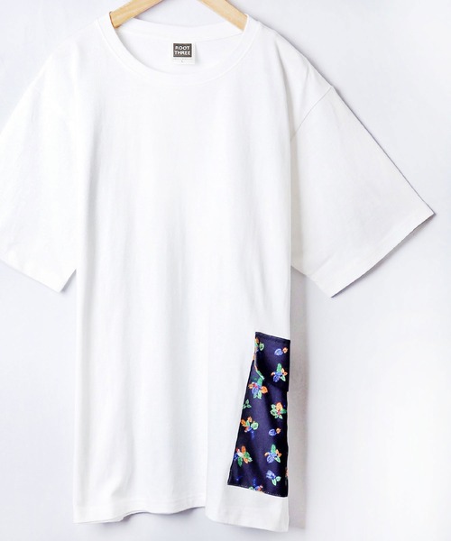 ROOT THREE(ルートスリー)の「ROOT THREE ワイドシルエット クルーネック サイドポケット付き 半袖 Tシャツ(Tシャツ/カットソー・メンズ・カモフラージュ/ホワイト系その他/ブラック系その他/ゼブラ/ホワイト系その他2/ブラック系その他2/ブラック系その他3/ブラック/アニマル/ホワイト/ホワイト系その他3/レオパード・LL/M/L)」の4枚目の写真