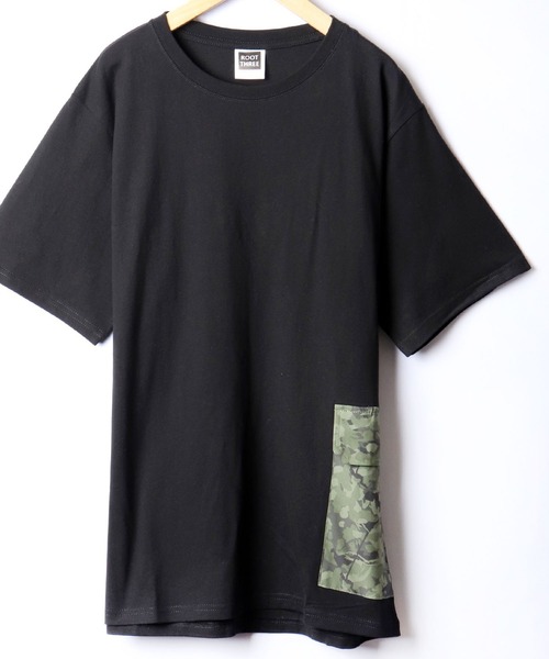 ROOT THREE(ルートスリー)の「ROOT THREE ワイドシルエット クルーネック サイドポケット付き 半袖 Tシャツ(Tシャツ/カットソー・メンズ・カモフラージュ/ホワイト系その他/ブラック系その他/ゼブラ/ホワイト系その他2/ブラック系その他2/ブラック系その他3/ブラック/アニマル/ホワイト/ホワイト系その他3/レオパード・LL/M/L)」の9枚目の写真