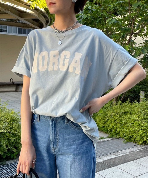 DouDou（ドゥドゥ）の「【WEB限定】MORGAN ロゴT（Tシャツ/カットソー・レディース・オフホワイト/ベージュ/グリーン・FREE）」の3枚目の写真