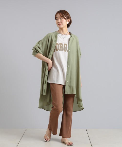 DouDou（ドゥドゥ）の「【WEB限定】MORGAN ロゴT（Tシャツ/カットソー・レディース・オフホワイト/ベージュ/グリーン・FREE）」の4枚目の写真